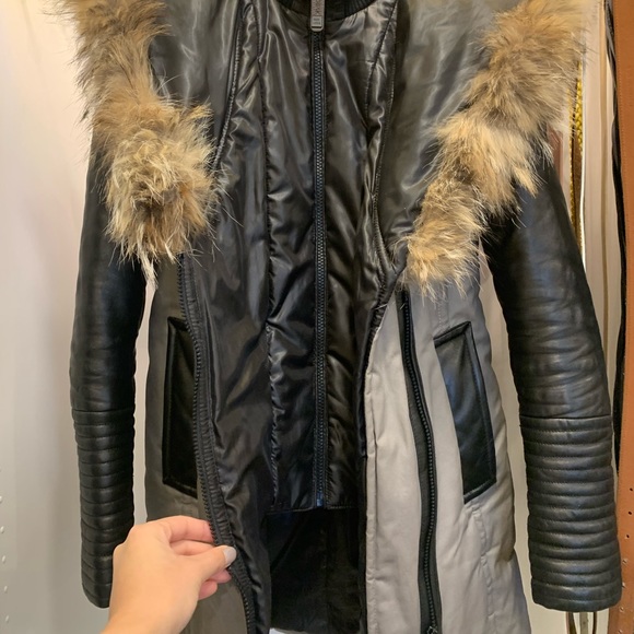 Rudsak Down Coat with leather and fur trim - Picture 6 of 14